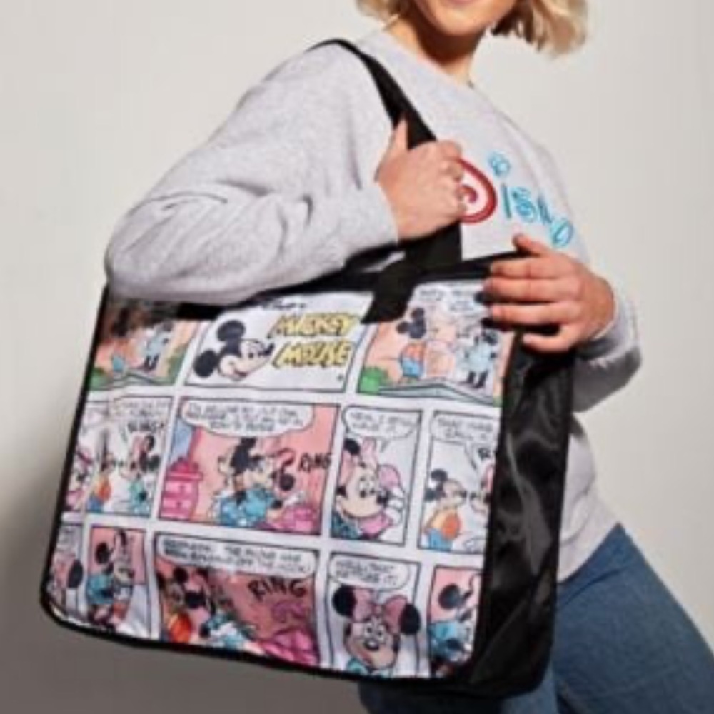 Disney Mickey Minnie Mouse Comic Strip Zipper Tote Travel Overnight Large Bag - Picture 5 of 17